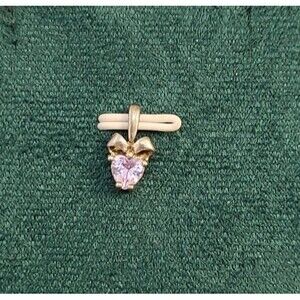 AVON 925 Sterling Silver  Vintage Love Heart Amethyst Bow Pendant  PT9321